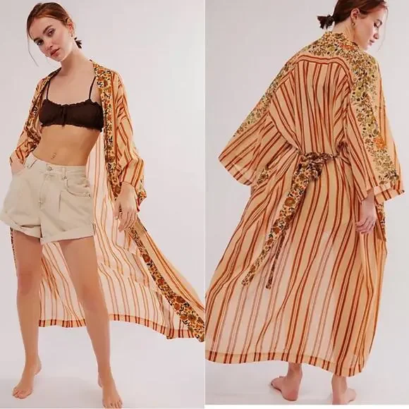 FINAL PRICE NEW NWT Spell Impala Lily Maxi Robe Gold - Picture 1 of 10